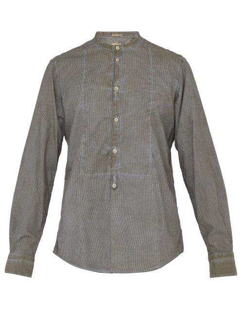 Matchesfashion.com Massimo Alba - Striped Henley Cotton Shirt - Mens - Khaki Stripe