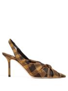 Matchesfashion.com Jimmy Choo - Annabel 85 Check Slingback Pumps - Womens - Black Multi