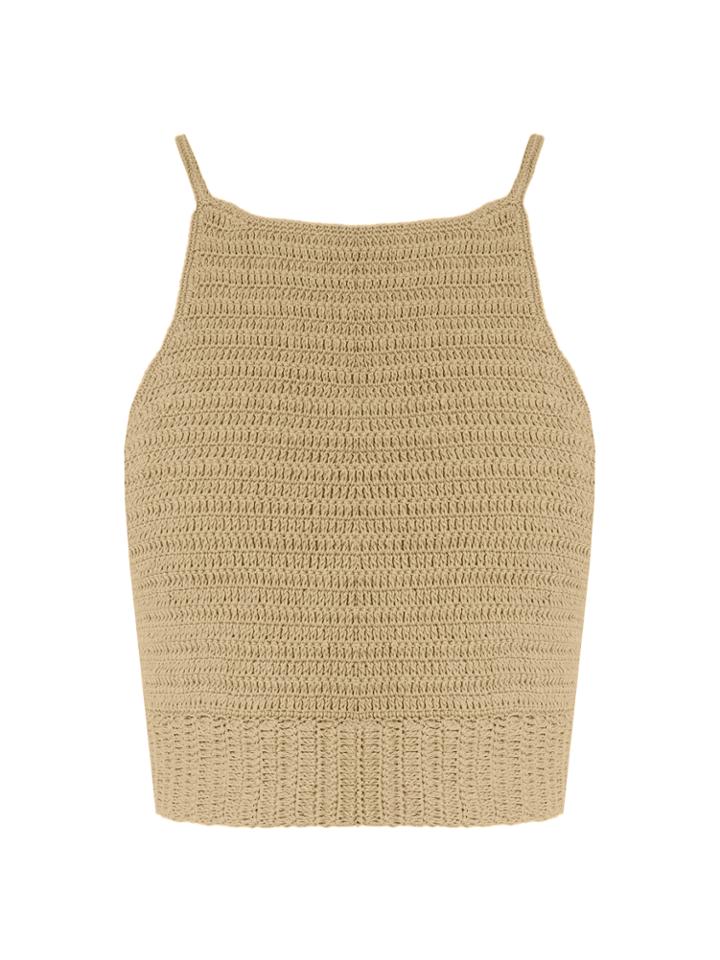 She Made Me Jannah Crochet Cropped Cami Top