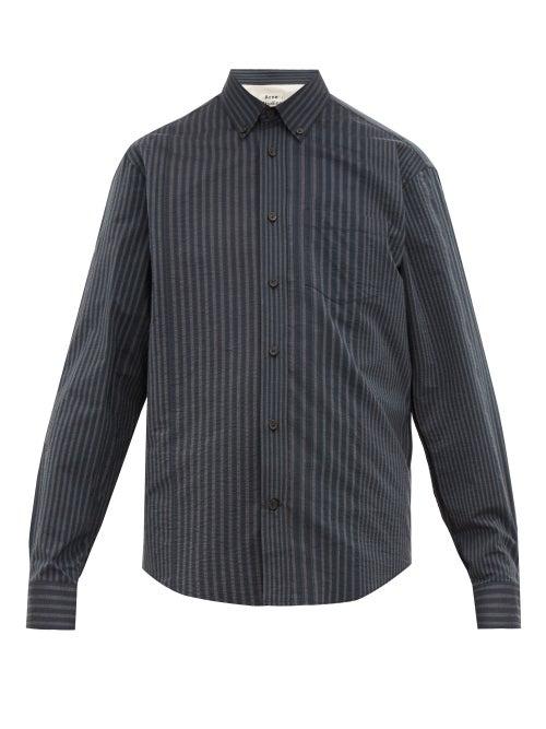 Matchesfashion.com Acne Studios - Striped Seersucker Shirt - Mens - Grey Multi