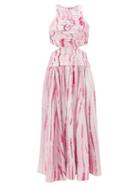 Aje - Introspect Cutout Ripple-print Twill Dress - Womens - Pink Multi