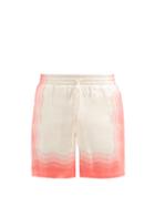Matchesfashion.com Casablanca - Kapalia Wave-print Silk-twill Shorts - Mens - White