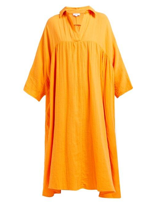 Matchesfashion.com Rhode Resort - Leo Crinkle Cotton Gauze Dress - Womens - Orange