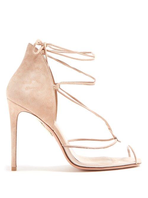Matchesfashion.com Aquazzura - Magic 105 Suede Sandals - Womens - Nude