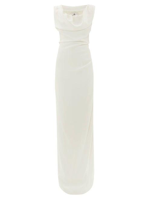 Matchesfashion.com Vivienne Westwood - Ginnie Draped Off-the-shoulder Satin Dress - Womens - White