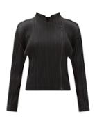 Matchesfashion.com Pleats Please Issey Miyake - Asymmetric Zip Technical-pleated Jacket - Womens - Black
