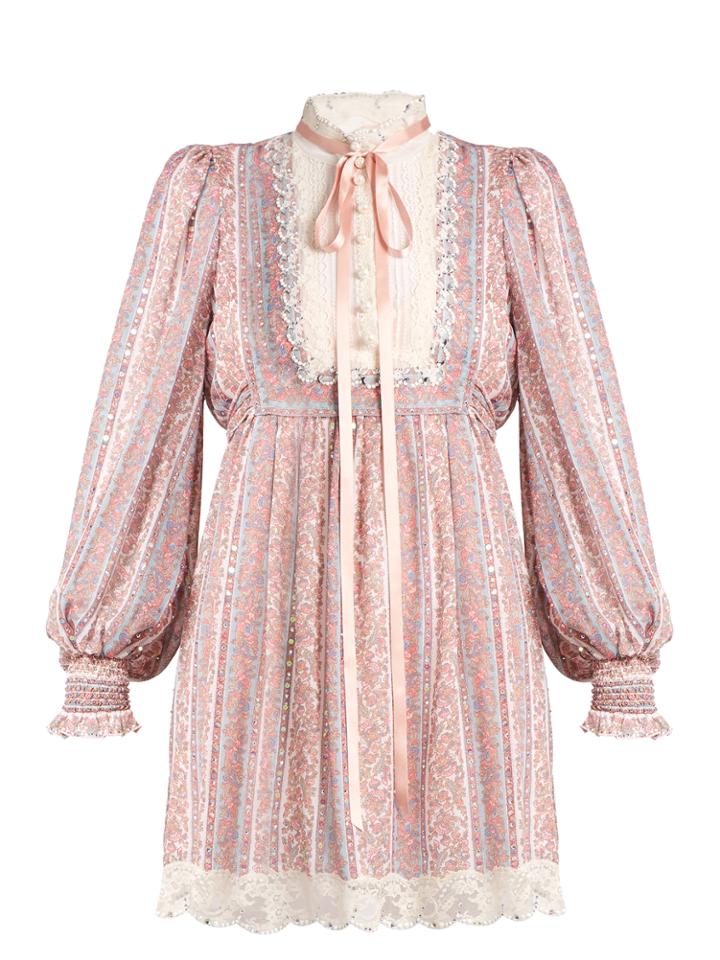 Marc Jacobs Crystal-embellished Striped Paisley-print Dress