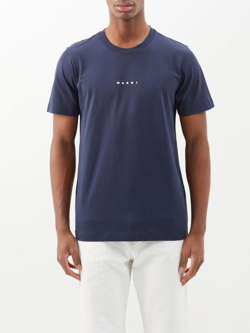 Marni - Logo-print Cotton-jersey T-shirt - Mens - Navy