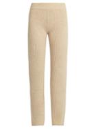 Matchesfashion.com Ryan Roche - Slim Leg Ribbed Knit Cashmere Trousers - Womens - Light Beige