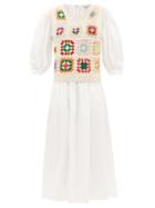 Matchesfashion.com Sea - Gabriela Crocheted-vest Cotton-blend Midi Dress - Womens - White Multi