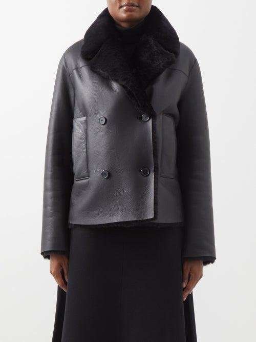 Joseph - Calla Shearling Leather Peacoat - Womens - Black