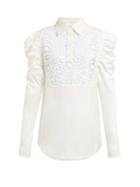Matchesfashion.com Jw Anderson - Lace Insert Ruched Sleeve Shirt - Womens - White Multi
