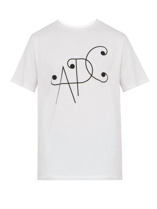 Matchesfashion.com A.p.c. - Logo Print Cotton Blend Jersey T Shirt - Mens - White