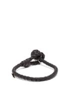 Matchesfashion.com Bottega Veneta - Single Wrap Leather Bracelet - Mens - Black