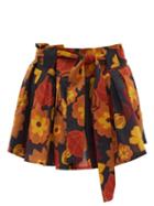 Matchesfashion.com Dodo Bar Or - Milli Floral Print Cotton Mini Skirt - Womens - Black Print