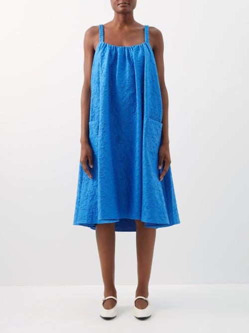 Merlette - Akumal Patch-pocket Jacquard Midi Dress - Womens - Blue