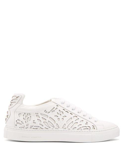 Matchesfashion.com Sophia Webster - Liara Butterfly Wing Leather Trainers - Womens - White