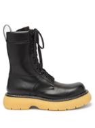 Matchesfashion.com Bottega Veneta - The Bounce Platform-sole Leather Boots - Mens - Black Brown