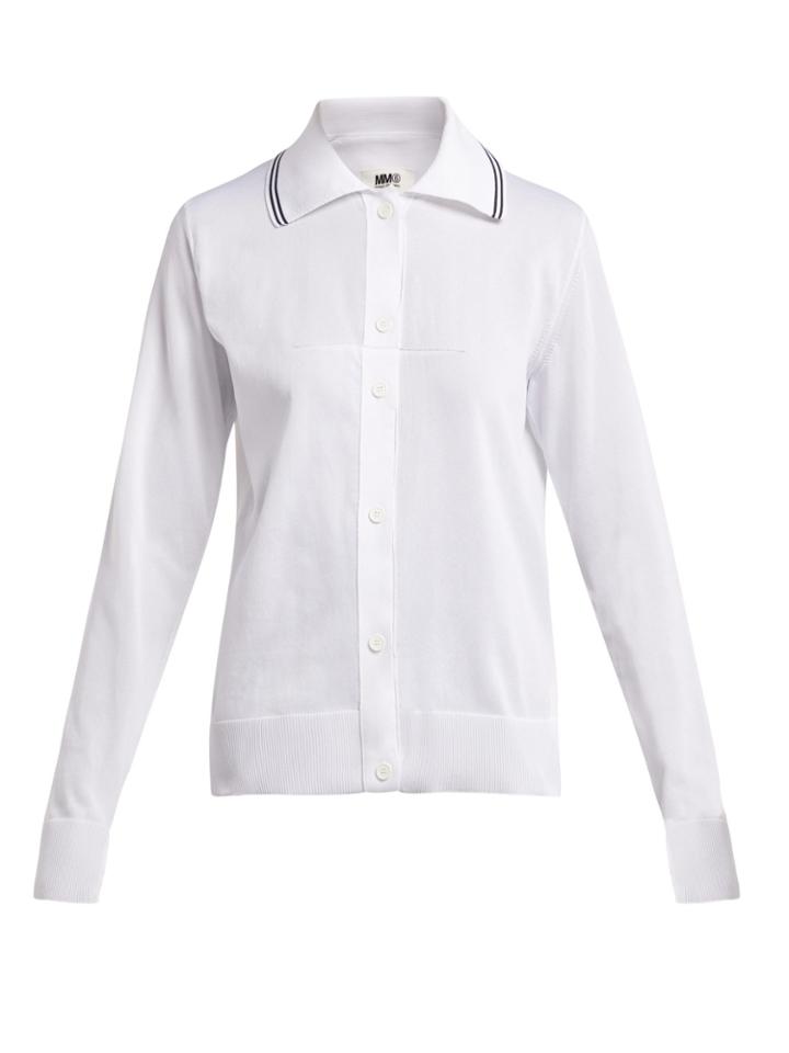 Mm6 Maison Margiela Long-sleeved Knitted Polo Shirt