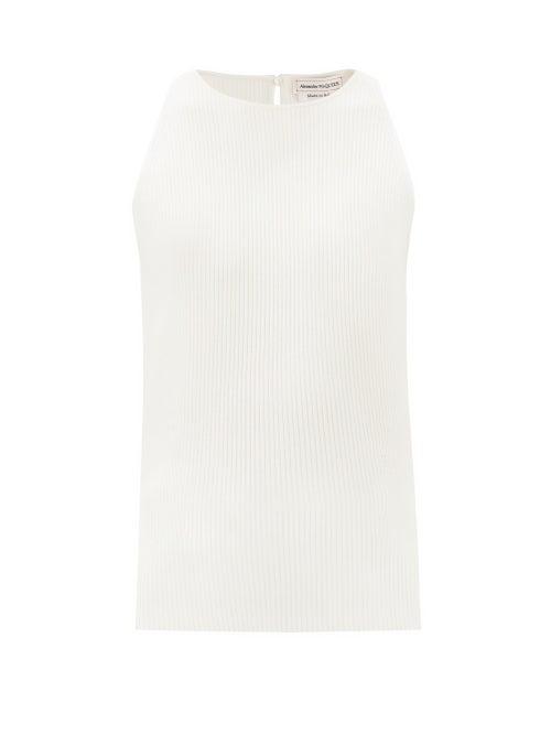 Matchesfashion.com Alexander Mcqueen - Ribbed Stretch-knit Tank Top - Womens - Ivory