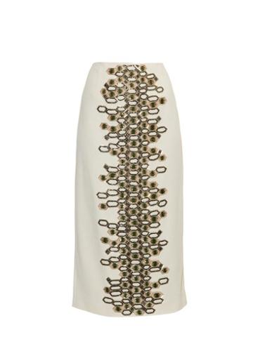 Wes Gordon Embellished Crepe Pencil Skirt