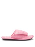 Matchesfashion.com Balenciaga - Crocodile-effect Leather Slides - Womens - Pink