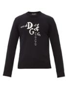 Matchesfashion.com Dolce & Gabbana - Embroidered Logo-jacquard Wool-blend Sweater - Mens - Black
