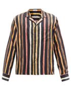 Matchesfashion.com Commas - Solar Cuban-collar Stripe-print Shirt - Mens - Black Multi