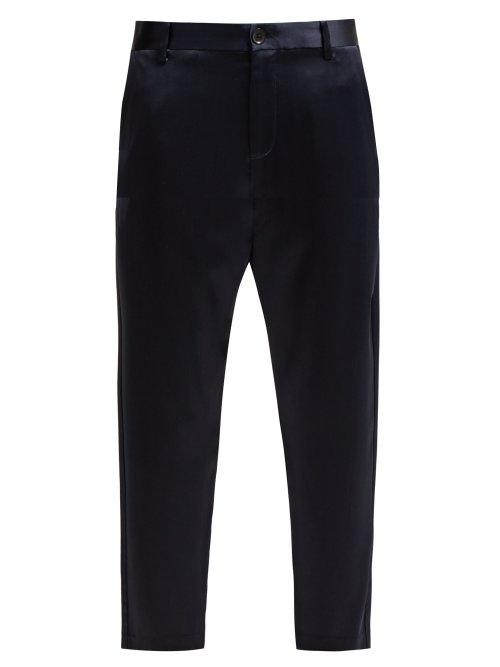Matchesfashion.com Nili Lotan - Paris Mid Rise Silk Satin Trousers - Womens - Navy