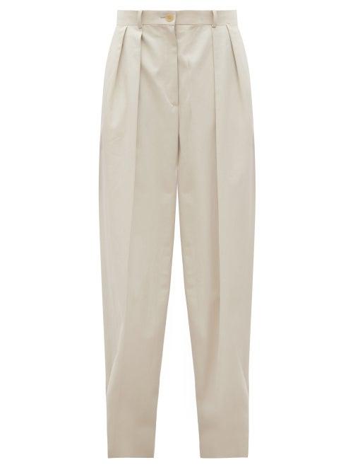 Ladies Rtw The Row - Igor Pleated Crepe Wide-leg Trousers - Womens - Light Beige