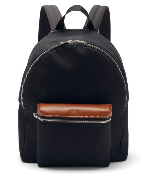 Matchesfashion.com Amiri - Leather-trimmed Canvas Backpack - Mens - Black