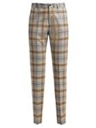 Matchesfashion.com Connolly - High Waisted Checked Wool Blend Trousers - Womens - Beige Multi