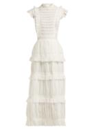 Matchesfashion.com Sir - Aurelie Open Back Embroidered Maxi Dress - Womens - White