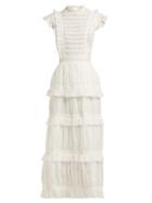 Matchesfashion.com Sir - Aurelie Open Back Embroidered Maxi Dress - Womens - White
