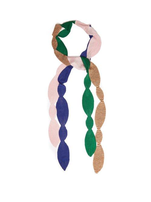 Matchesfashion.com Missoni - Scallop Edged Fine Knit Scarf - Womens - Pink