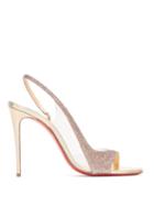 Matchesfashion.com Christian Louboutin - Optisling 100 Glittered Strap Sandals - Womens - Gold