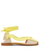 Matchesfashion.com Lvaro - X Thierry Colson Teresa Wrap-tie Canvas Sandals - Womens - Yellow White