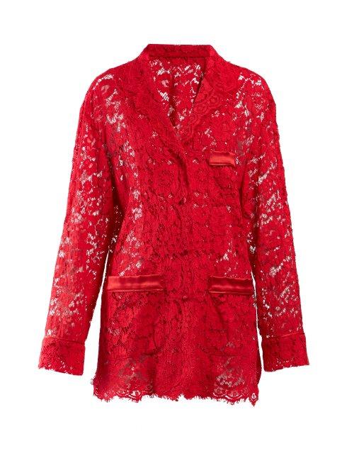 Matchesfashion.com Dolce & Gabbana - Floral Lace Pyjama Top - Womens - Red