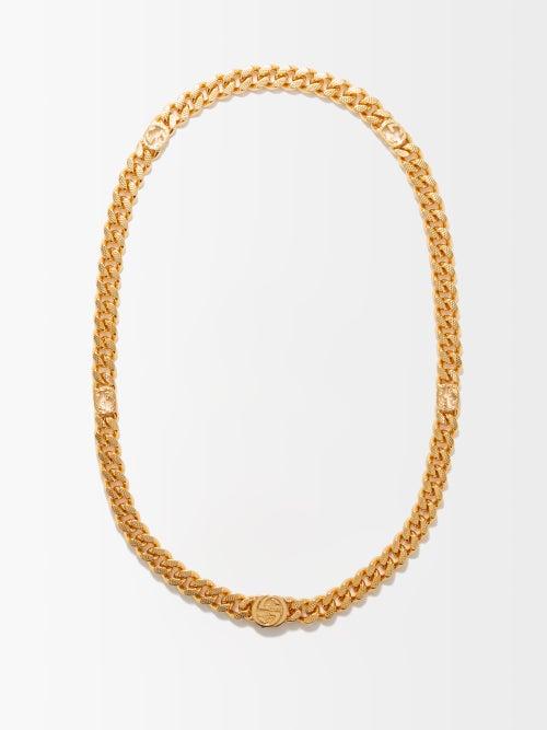 Gucci - Gg-link Engine-turned Chain Necklace - Womens - Yellow Gold