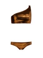Matchesfashion.com Lisa Marie Fernandez - Arden Metallic Bikini - Womens - Bronze