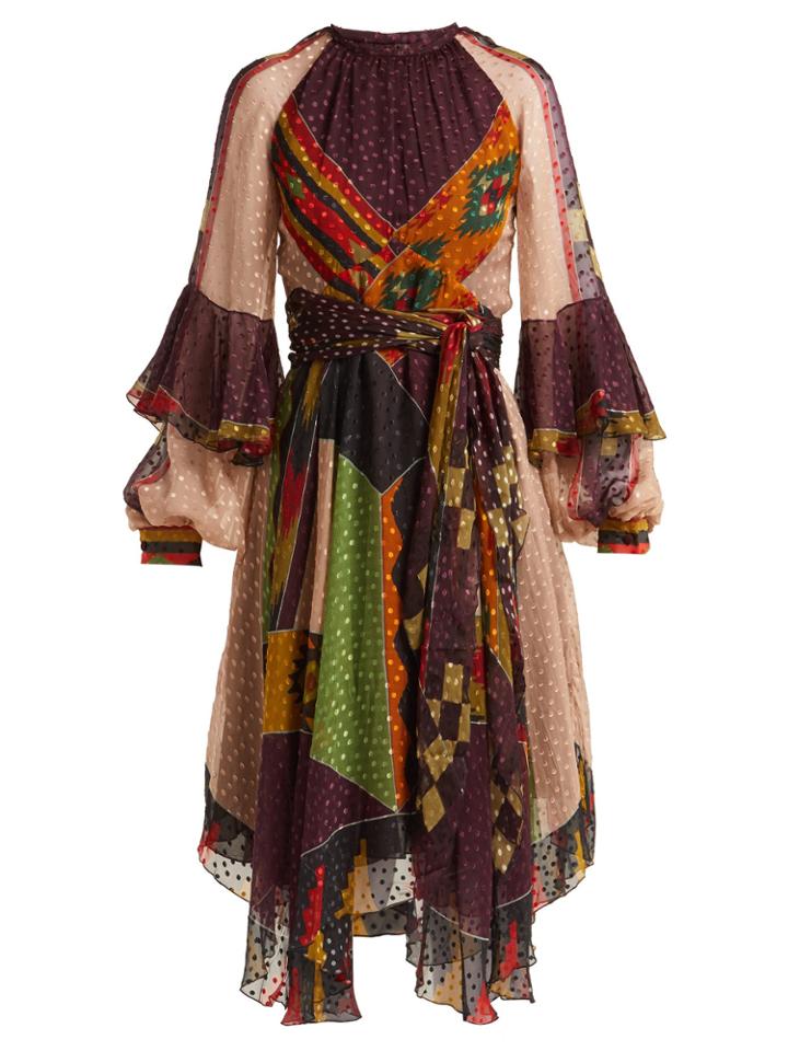 Etro Lea Fil-coup Patchwork Midi Dress