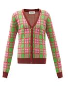 Ladies Rtw Molly Goddard - Emma Check Cotton Cardigan - Womens - Pink Multi