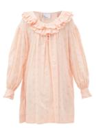 Matchesfashion.com Lisa Marie Fernandez - Poet Ruffled Broderie-anglaise Cotton Dress - Womens - Light Pink