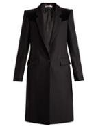 Matchesfashion.com Givenchy - Velvet Trimmed Wool Blend Coat - Womens - Black
