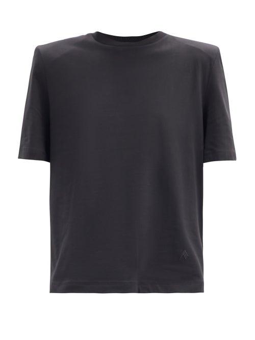 Matchesfashion.com The Attico - Bella Padded-shoulder Cotton T-shirt - Womens - Black