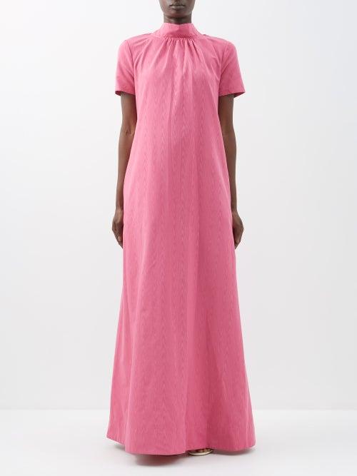 Staud - Ilana Bow-neck Grosgrain Maxi Dress - Womens - Pink