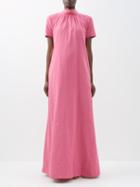 Staud - Ilana Bow-neck Grosgrain Maxi Dress - Womens - Pink