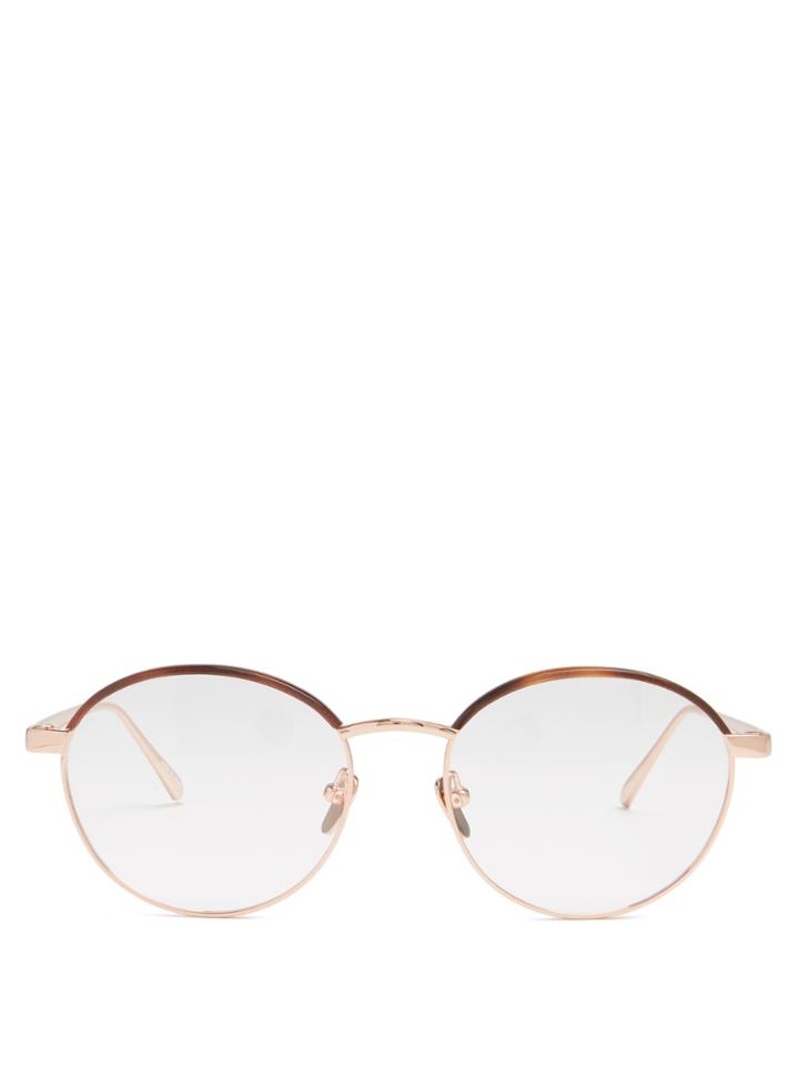 Linda Farrow Rose-gold Plated Round-frame Glasses