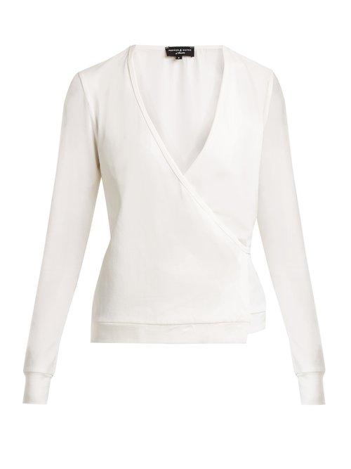 Matchesfashion.com Pepper & Mayne - V Neck Cotton Blend Wrap Top - Womens - Cream