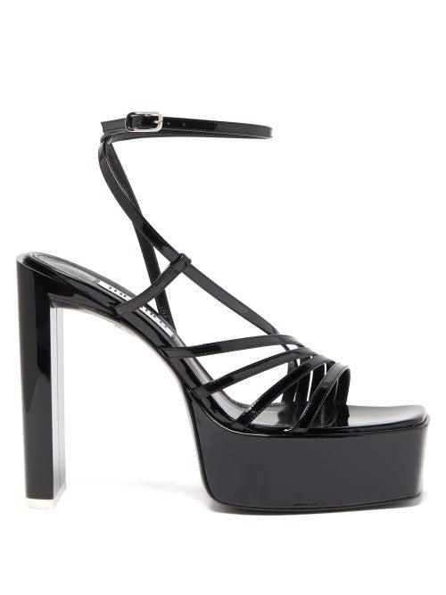 Matchesfashion.com The Attico - Venice Patent-leather Platform Sandals - Womens - Black